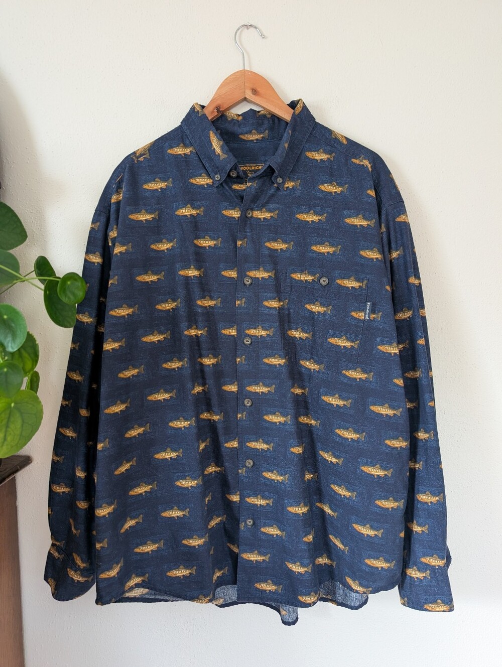 Woolrich | XL | Navy Spotted Trout Button Down Shirt